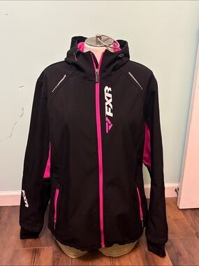 FXR Women's Pulse Black & Pink Ski Softshell Jacket with Hood